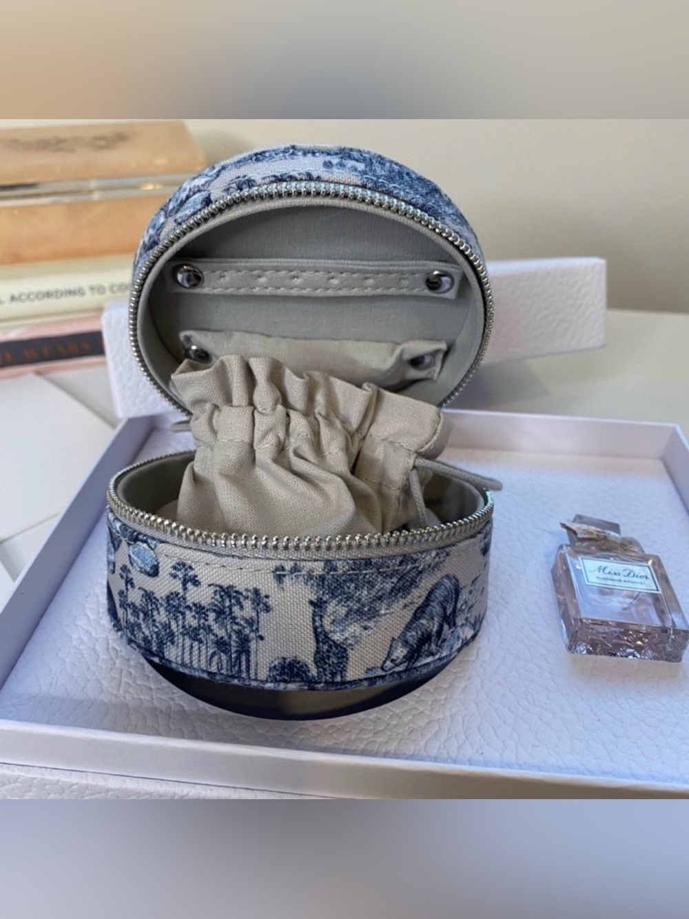 Dior Cream and Black Printed Jewelry Case